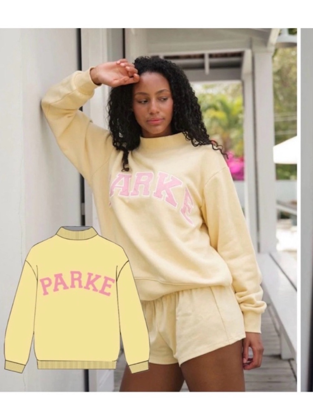 PARKE Women's Yellow Pullover Sweatshirt L/XL